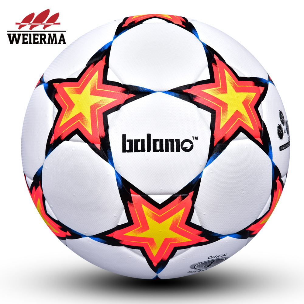 Yellow, red, black and blue five-pointed football