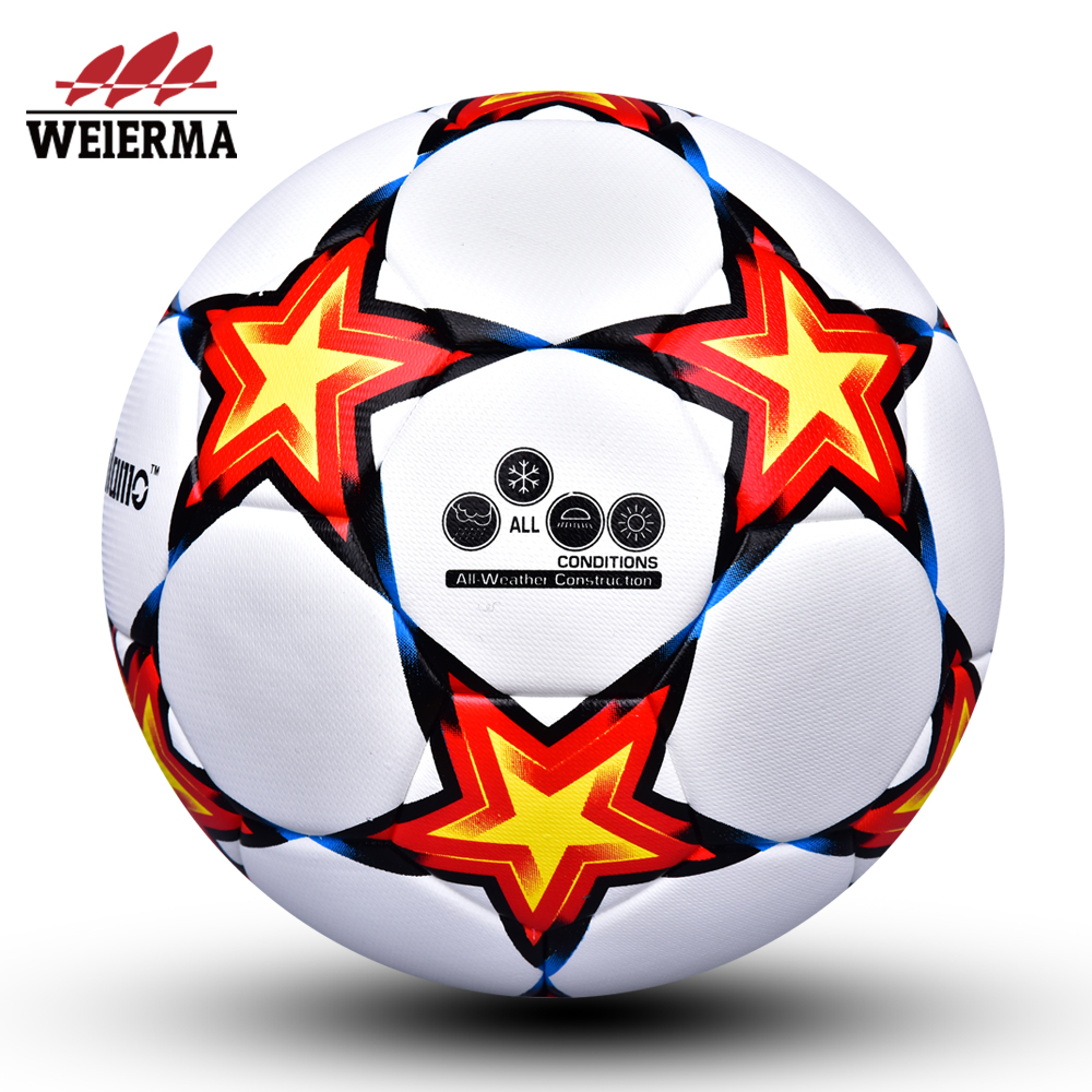 Red, black, yellow and blue five-pointed football