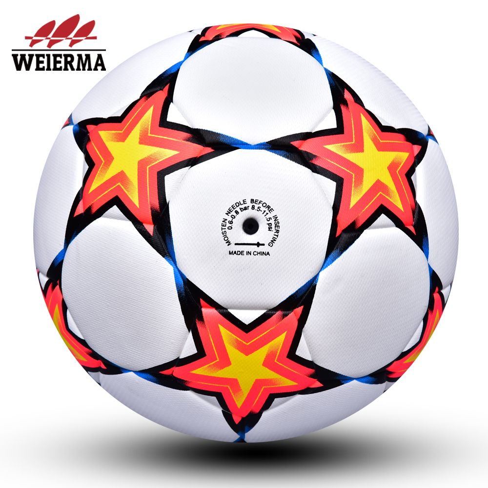 Yellow, red, blue and black five-pointed football