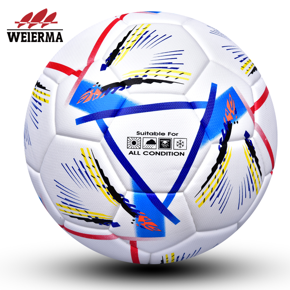 Red, white, blue, yellow and black coloured football