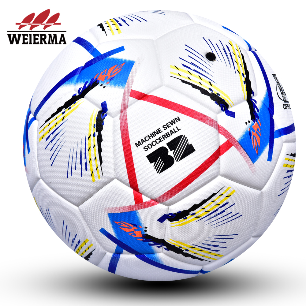 Yellow red white blue black color football