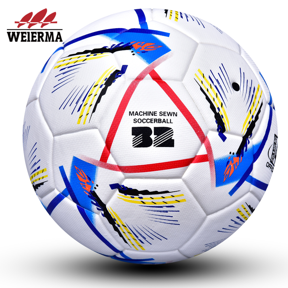 Yellow, blue, red and black colored football