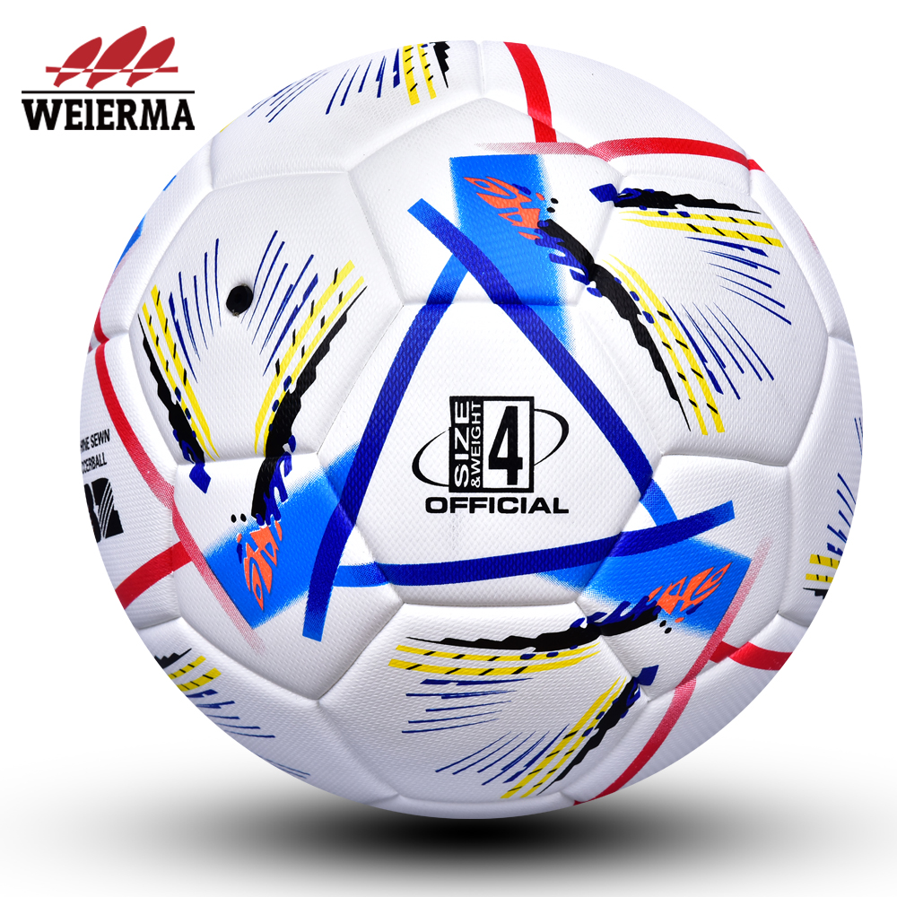 Red, blue, white, yellow and black coloured football