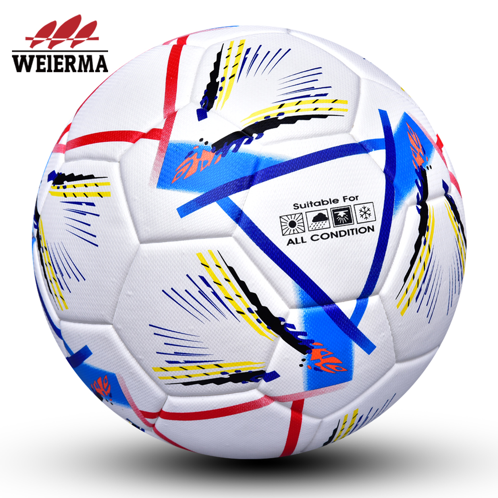 Red, blue, yellow and black coloured football