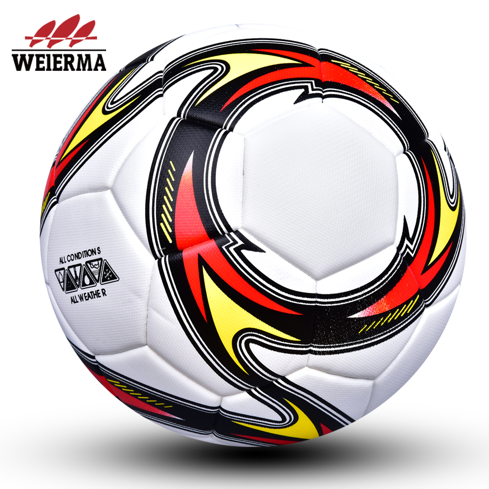 Blue, yellow, red and black colored football