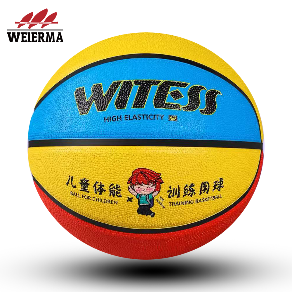 Red, yellow and blue basketball