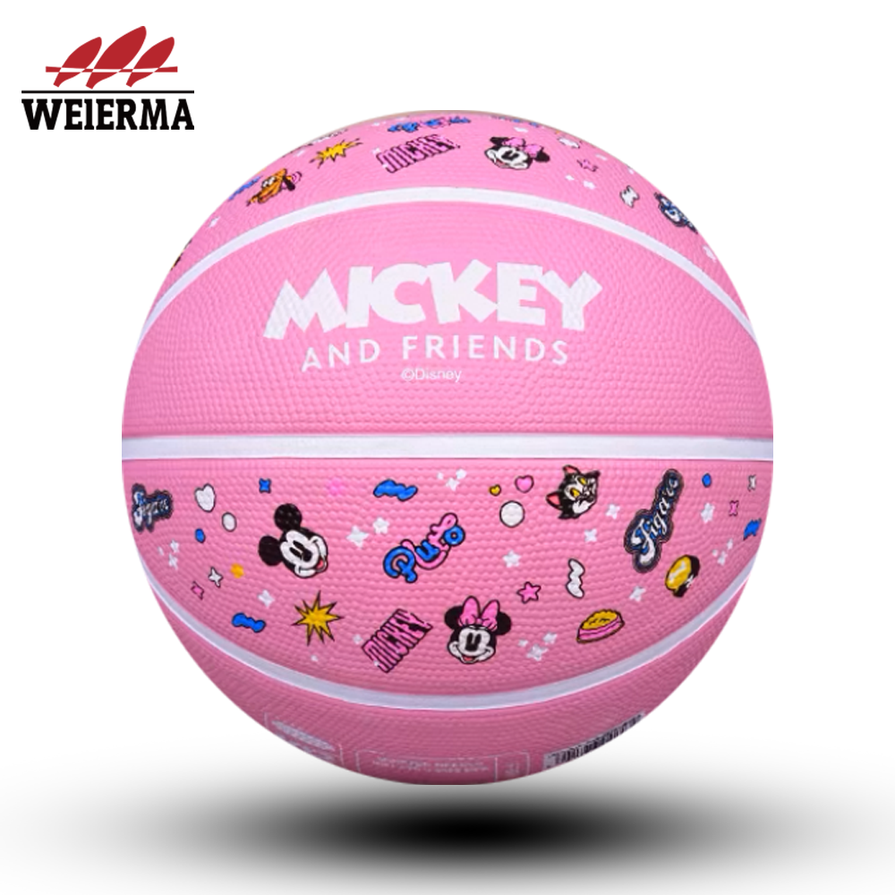 Pink cartoon basketball