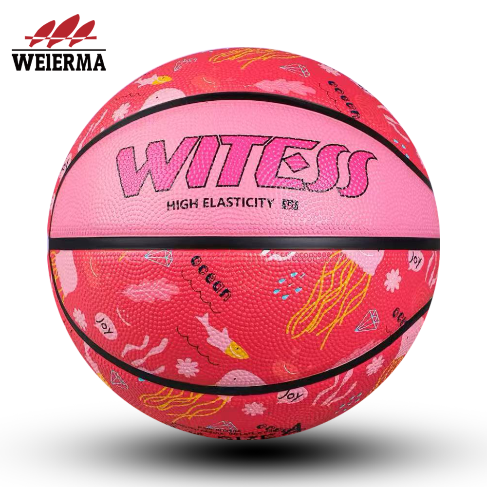 Pink cartoon basketball