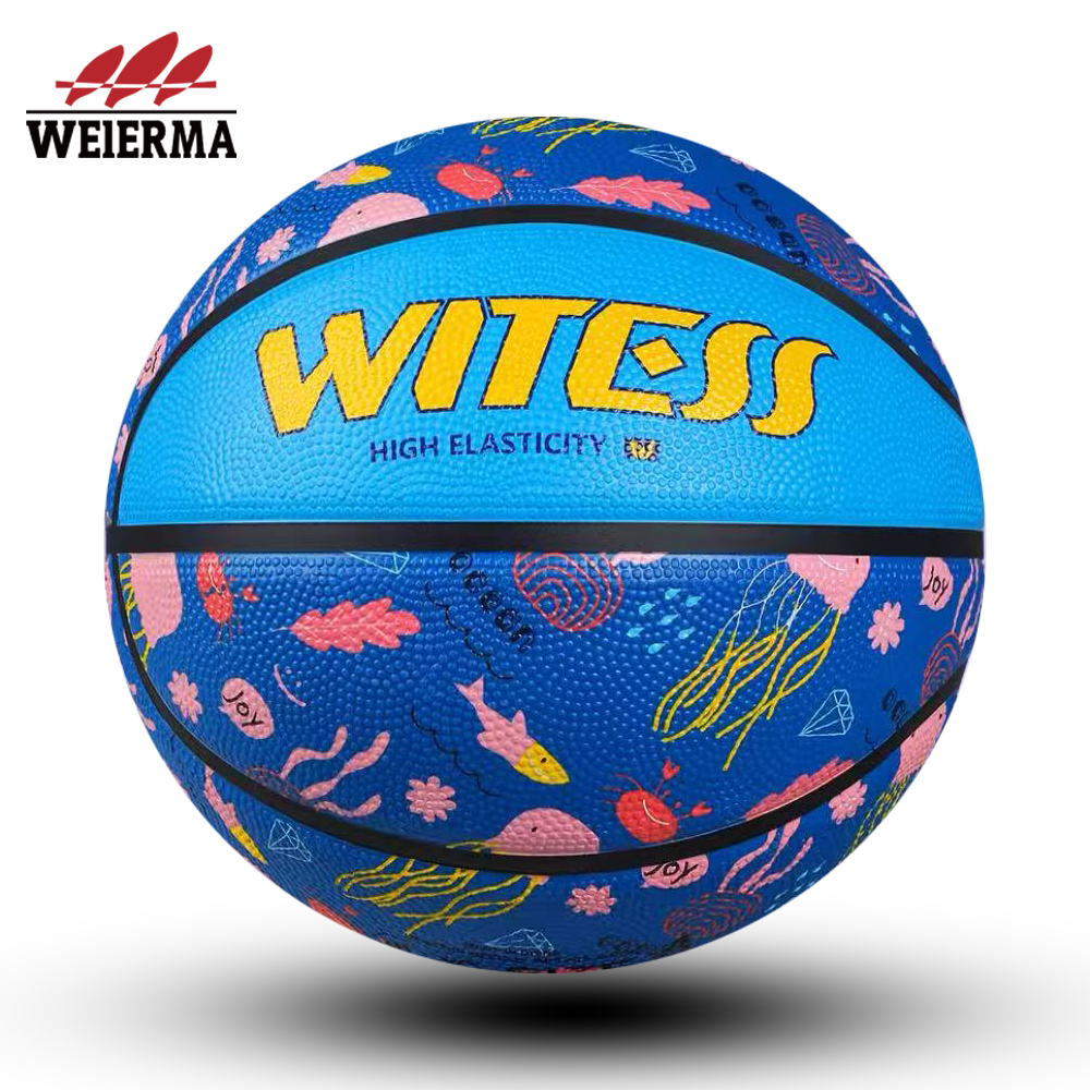 Light blue dark blue cartoon basketball