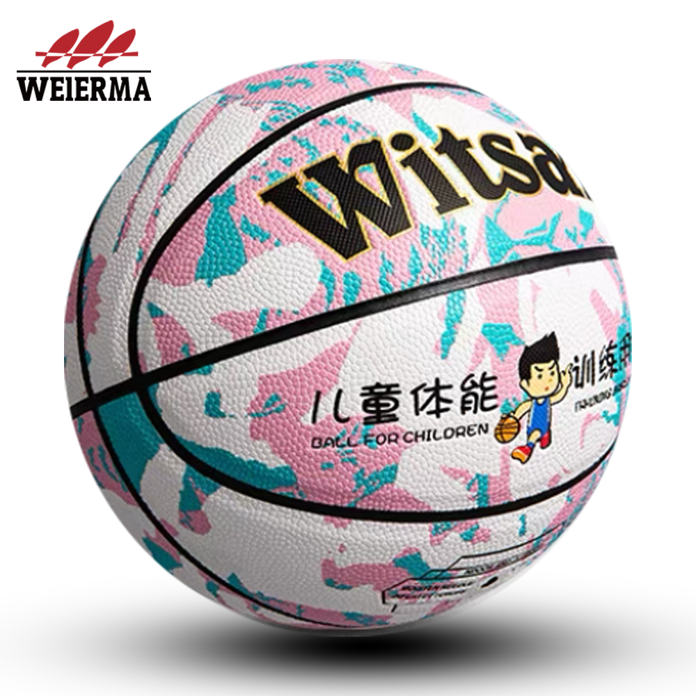 Camouflage pink and white basketball